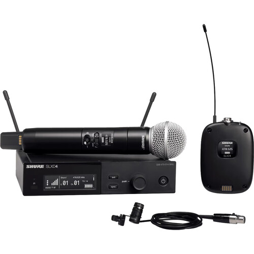 Shure SLXD124/85M Digital Wireless Combo System with SM58 Handheld and WL185m Lavalier Microphones