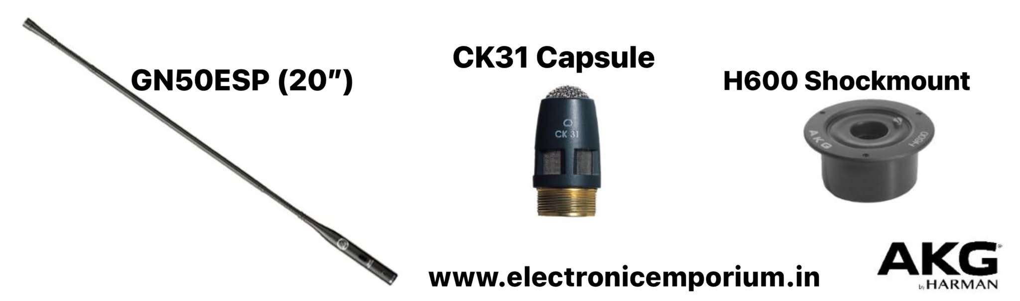 AKG GN50ESP (20") Gooseneck Microphone with AKG CK31 Cardioid Capsule and AKG H600 Shockmount